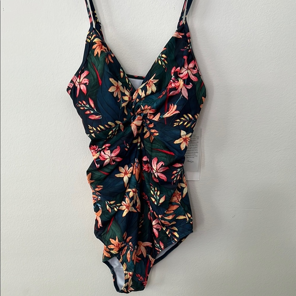 Grace Karin Green and Pink Women's One Piece Swimsuit with Floral Design